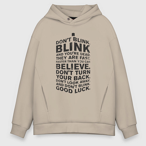 Мужское худи оверсайз Tardis - good luck / Миндальный – фото 1