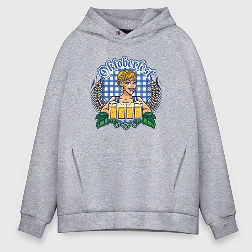 Мужское худи оверсайз Beer оctoberfest / Меланж – фото 1