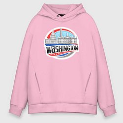 Толстовка оверсайз мужская USA Washington, цвет: светло-розовый
