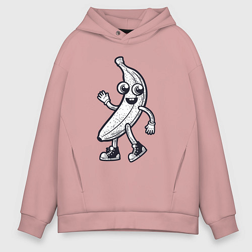 Мужское худи оверсайз Банановый человечек / Пыльно-розовый – фото 1
