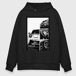 Толстовка оверсайз мужская Porsche 911 автомобиль, цвет: черный