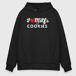 Толстовка оверсайз мужская Milf and cookies милфа, цвет: черный