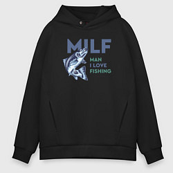 Толстовка оверсайз мужская Milf милфа, цвет: черный