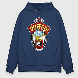 Толстовка оверсайз мужская Duff beer with Homer, цвет: тёмно-синий