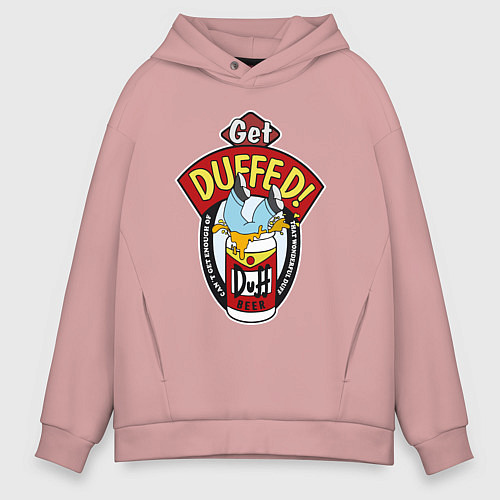 Мужское худи оверсайз Duff beer with Homer / Пыльно-розовый – фото 1