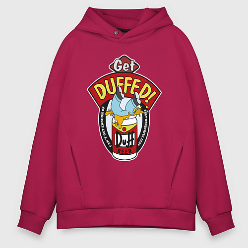 Мужское худи оверсайз Duff beer with Homer / Маджента – фото 1