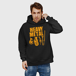 Толстовка оверсайз мужская Heavy metal - медные духовые, цвет: черный — фото 2