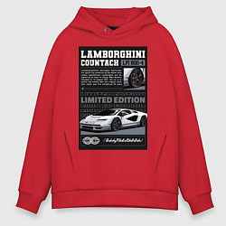 Толстовка оверсайз мужская Lamborghini countach, цвет: красный
