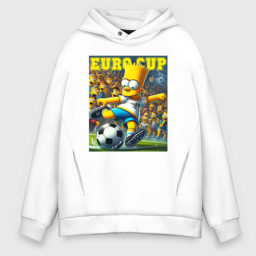 Мужское худи оверсайз Euro cup - Bart Simpson / Белый – фото 1