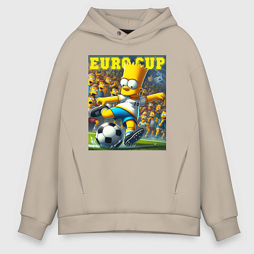 Мужское худи оверсайз Euro cup - Bart Simpson / Миндальный – фото 1