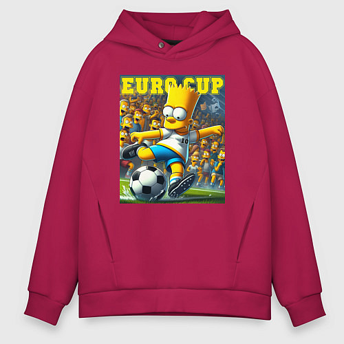 Мужское худи оверсайз Euro cup - Bart Simpson / Маджента – фото 1