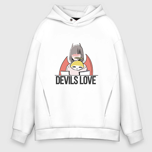 Мужское худи оверсайз Ангелок и демон / Белый – фото 1