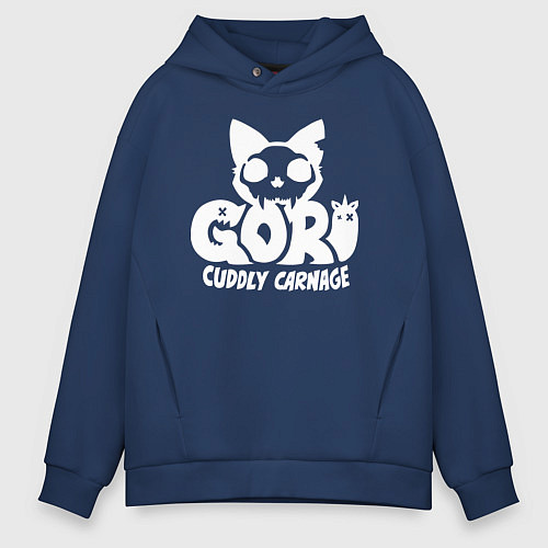 Мужское худи оверсайз Goro cuddly carnage logo / Тёмно-синий – фото 1