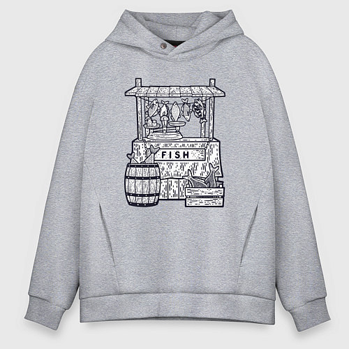 Мужское худи оверсайз Рыбная лавка / Меланж – фото 1