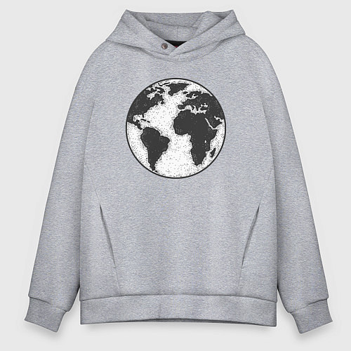 Мужское худи оверсайз Planet earth / Меланж – фото 1