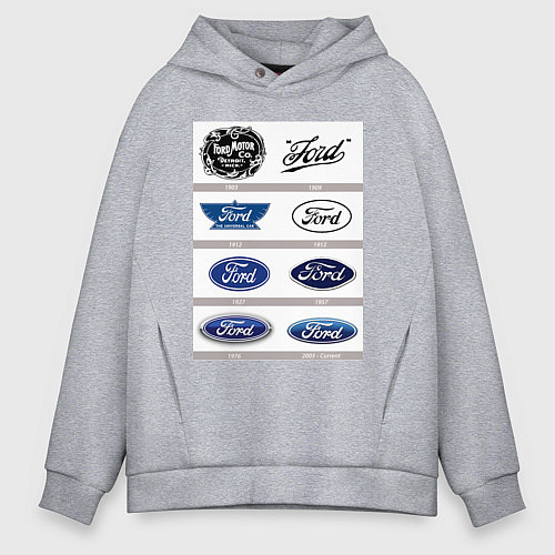 Мужское худи оверсайз Ford логотип / Меланж – фото 1
