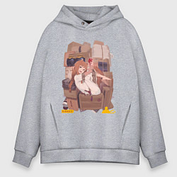 Толстовка оверсайз мужская Волчица и пряности Холо арт, цвет: меланж