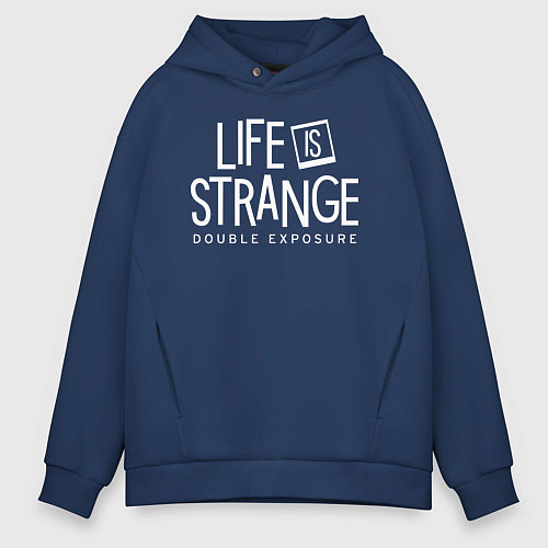 Мужское худи оверсайз Life is strange double exposure logo / Тёмно-синий – фото 1
