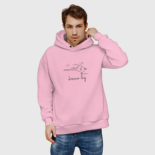Мужское худи оверсайз Мечтай о большем / Светло-розовый – фото 3