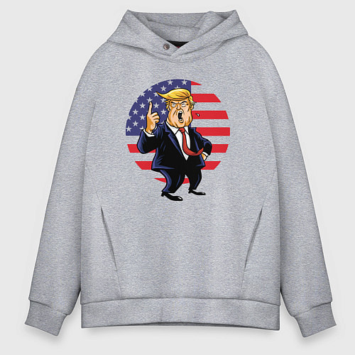 Мужское худи оверсайз USA - Trump / Меланж – фото 1