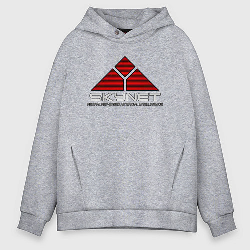 Мужское худи оверсайз Skynet - cyberdyne / Меланж – фото 1
