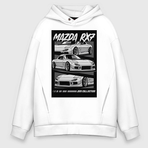 Мужское худи оверсайз Mazda rx-7 JDM авто / Белый – фото 1