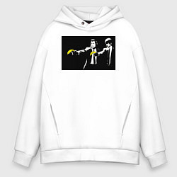 Толстовка оверсайз мужская Бэнкси банановое чтиво, цвет: белый