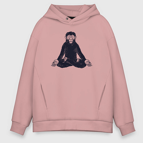 Мужское худи оверсайз Yoga monkey / Пыльно-розовый – фото 1