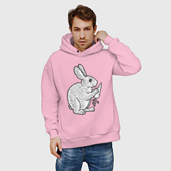 Толстовка оверсайз мужская Зайчик и морковка, цвет: светло-розовый — фото 2