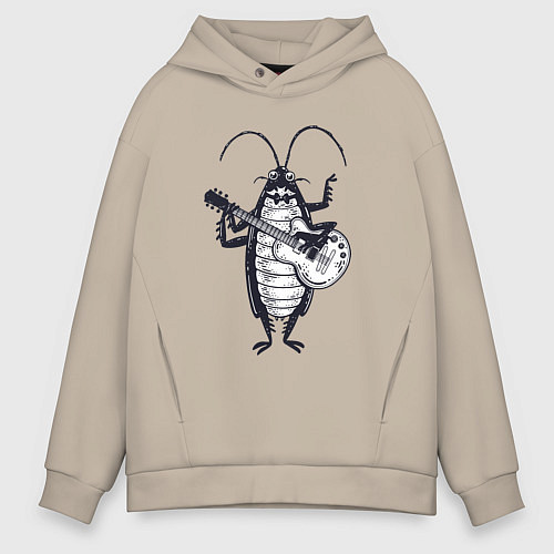 Мужское худи оверсайз Таракан гитарист / Миндальный – фото 1