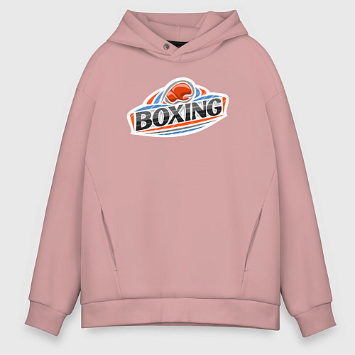 Мужское худи оверсайз Boxing team / Пыльно-розовый – фото 1