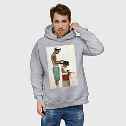 Толстовка оверсайз мужская Парикмахер, цвет: меланж — фото 2