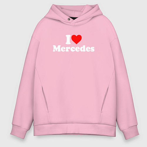 Мужское худи оверсайз I love Mercedes / Светло-розовый – фото 1