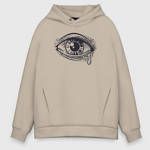 Мужское худи оверсайз Плачущий глаз / Миндальный – фото 1