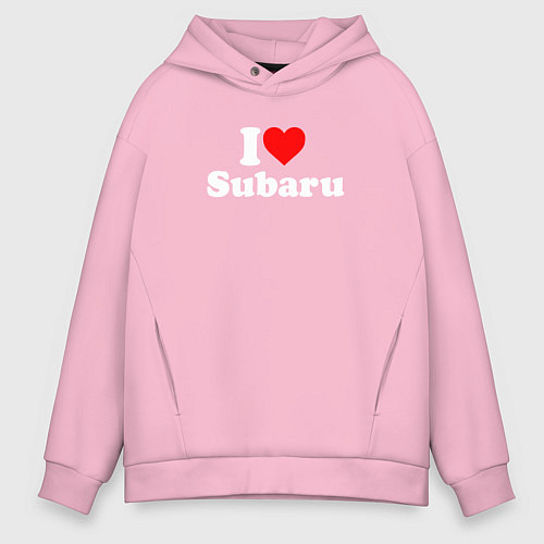 Мужское худи оверсайз I love Subaru sport / Светло-розовый – фото 1