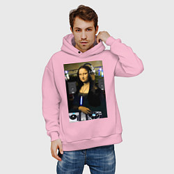Толстовка оверсайз мужская Мона Лиза диджей, цвет: светло-розовый — фото 2