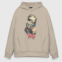Толстовка оверсайз мужская Моя геройская академия Бакуго взрыв, цвет: миндальный