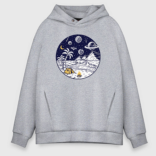 Мужское худи оверсайз Космический остров / Меланж – фото 1