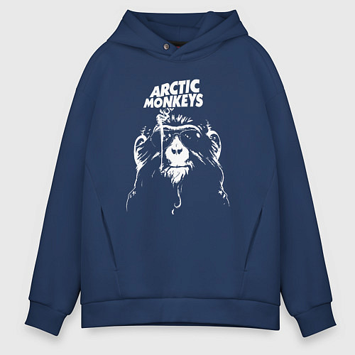 Мужское худи оверсайз Arctic monkeys group / Тёмно-синий – фото 1
