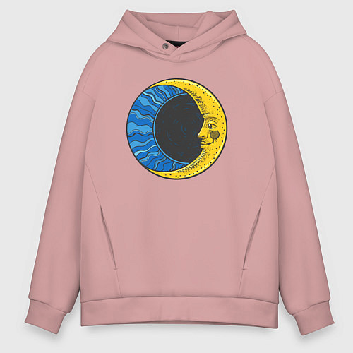 Мужское худи оверсайз Ночной месяц / Пыльно-розовый – фото 1