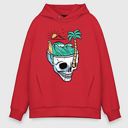 Толстовка оверсайз мужская Skull and summer, цвет: красный