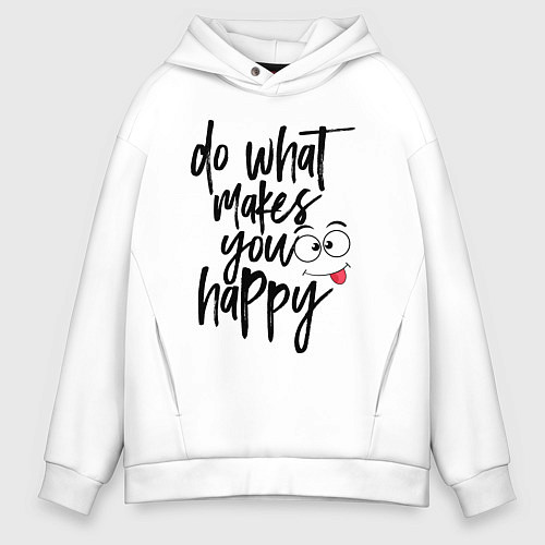 Мужское худи оверсайз Do what makes you happy / Белый – фото 1