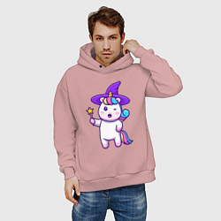 Толстовка оверсайз мужская Фея единорожка, цвет: пыльно-розовый — фото 2