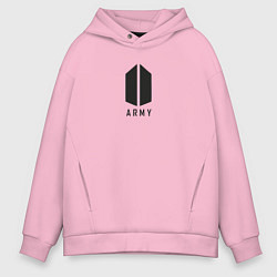 Толстовка оверсайз мужская BTS Army black, цвет: светло-розовый