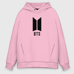 Толстовка оверсайз мужская BTS знак, цвет: светло-розовый