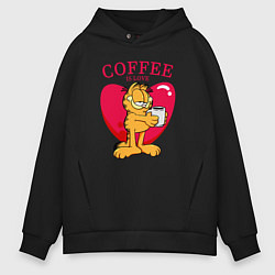 Мужское худи оверсайз Coffee is love Гарфилд
