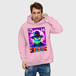 Толстовка оверсайз мужская Minecraft and halloween collaboration - neon glow, цвет: светло-розовый — фото 2