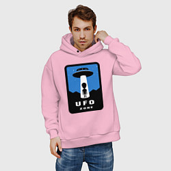 Толстовка оверсайз мужская НЛО зона, цвет: светло-розовый — фото 2