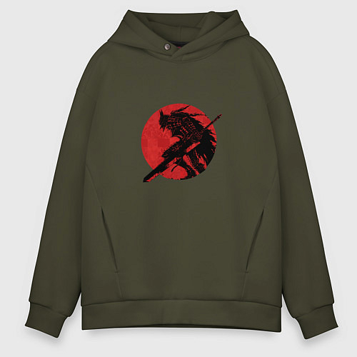 Мужское худи оверсайз Логотип Берсерка / Хаки – фото 1