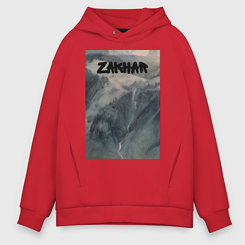 Мужское худи оверсайз Zakhar горный перевал / Красный – фото 1